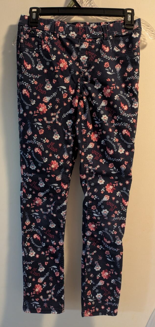 Jordache girls floral print crop jegging blue pink size 14/16 XL stretch